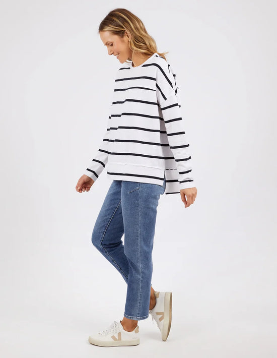 Jayne Throw On Stripe Top | White/Navy