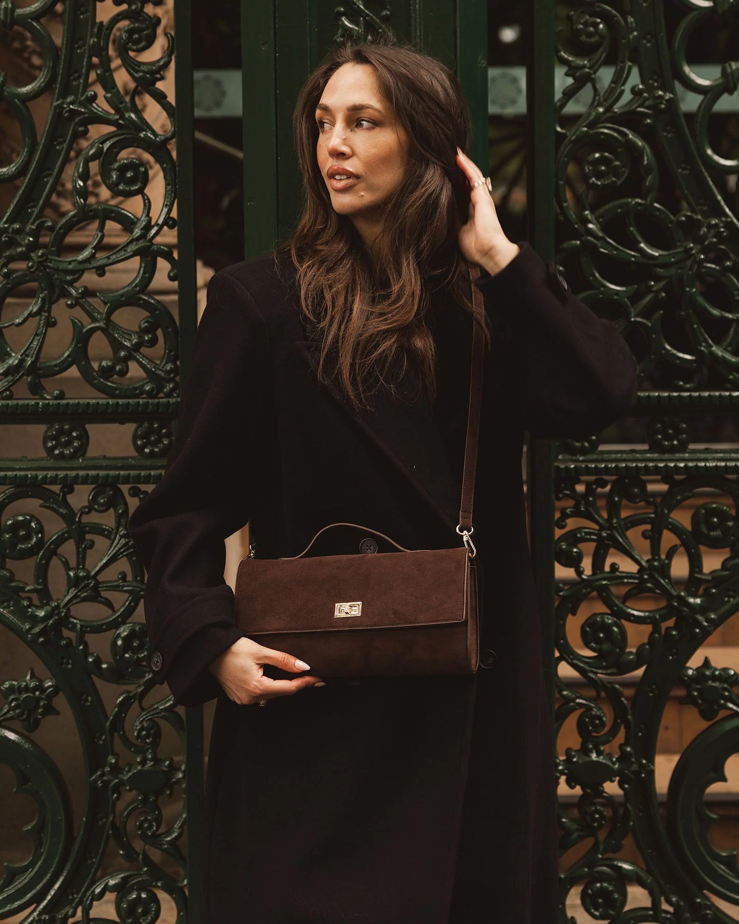 Delaney Suedette Clutch | Chocolate