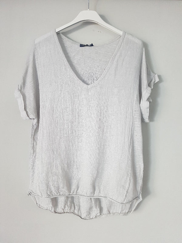 Plain Linen Tee With Band