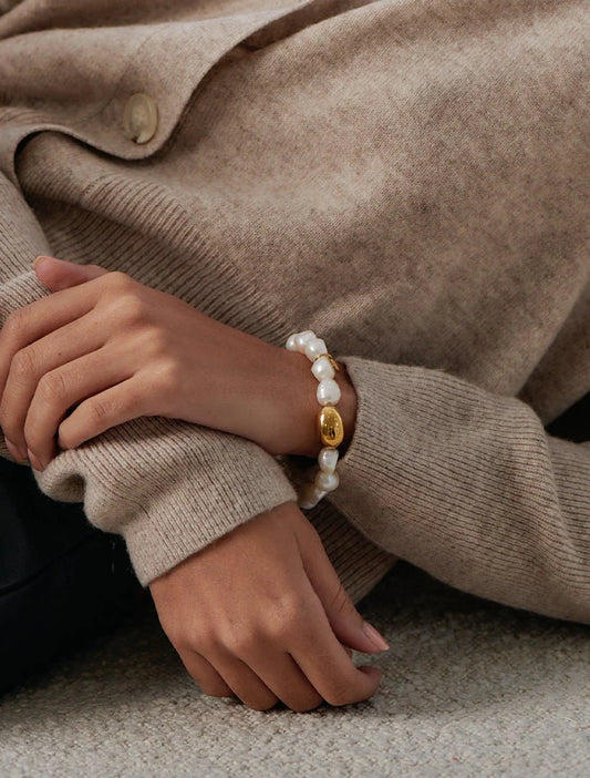 Lucienne White Pearl Gold Bracelet