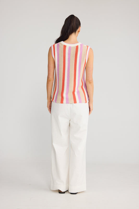 Darcia Knit Top | Peach Stripe