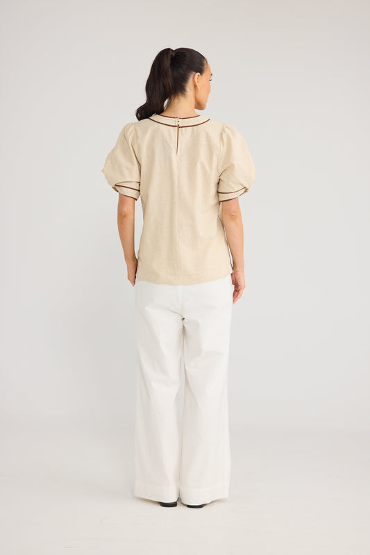 Adeline Top | Natural/Chocolate