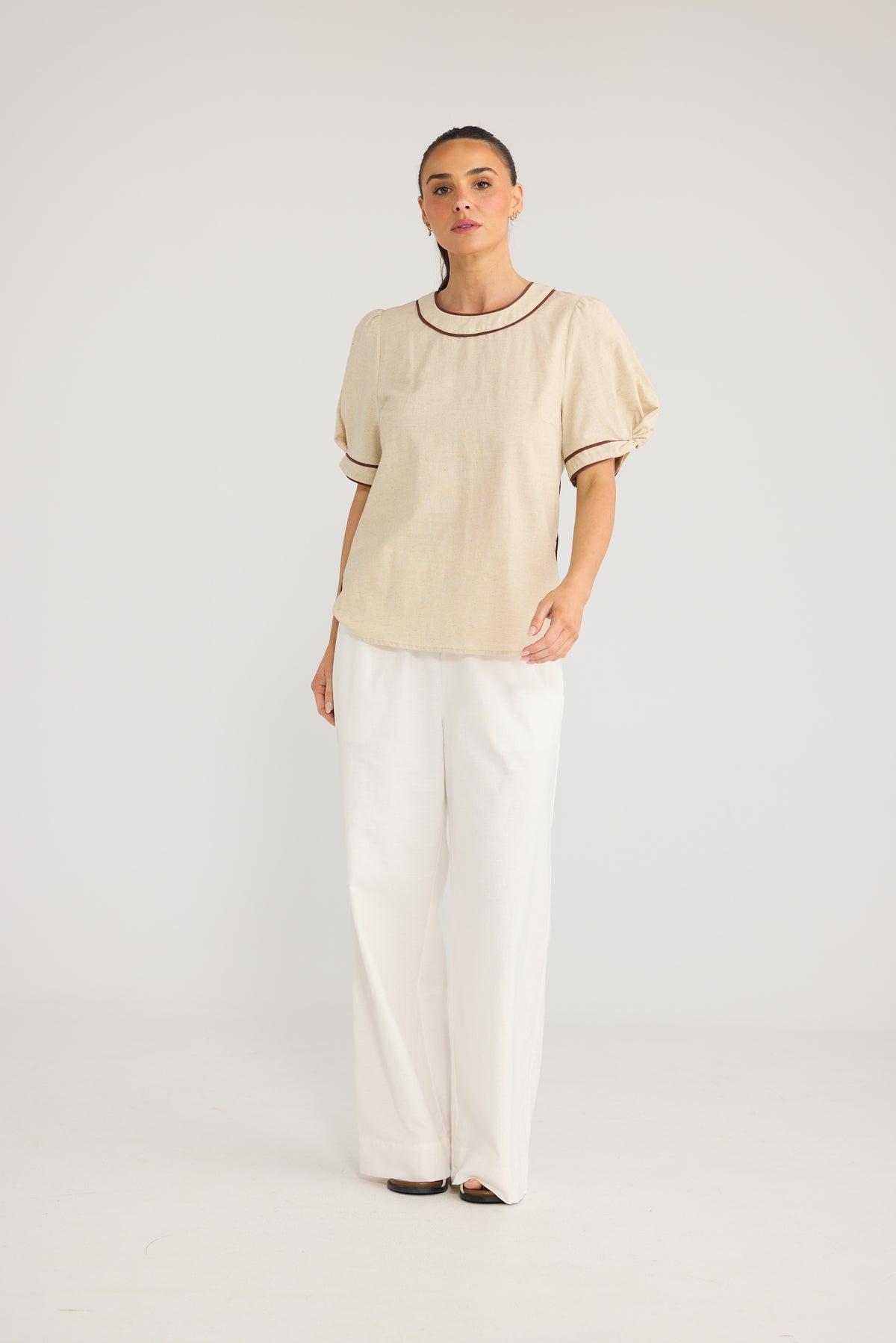 Adeline Top | Natural/Chocolate