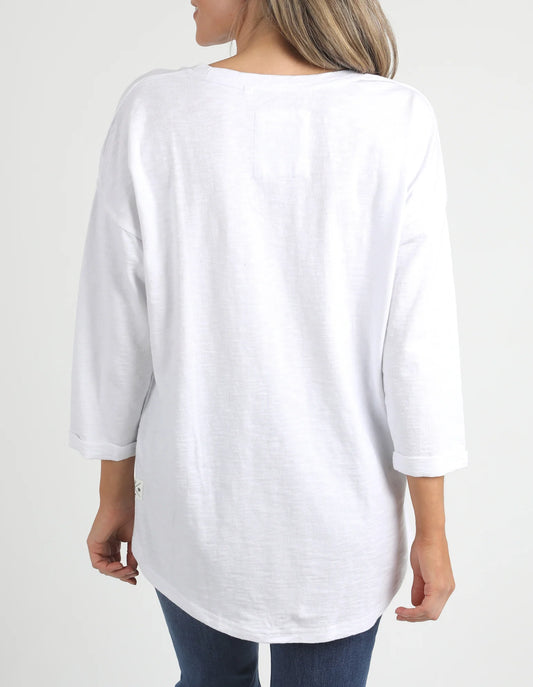 Annie 3/4 Sleeve Tee | White