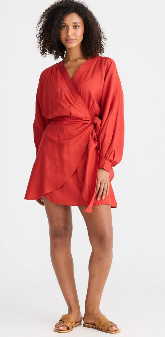 Porto Dress - Cherry Linen