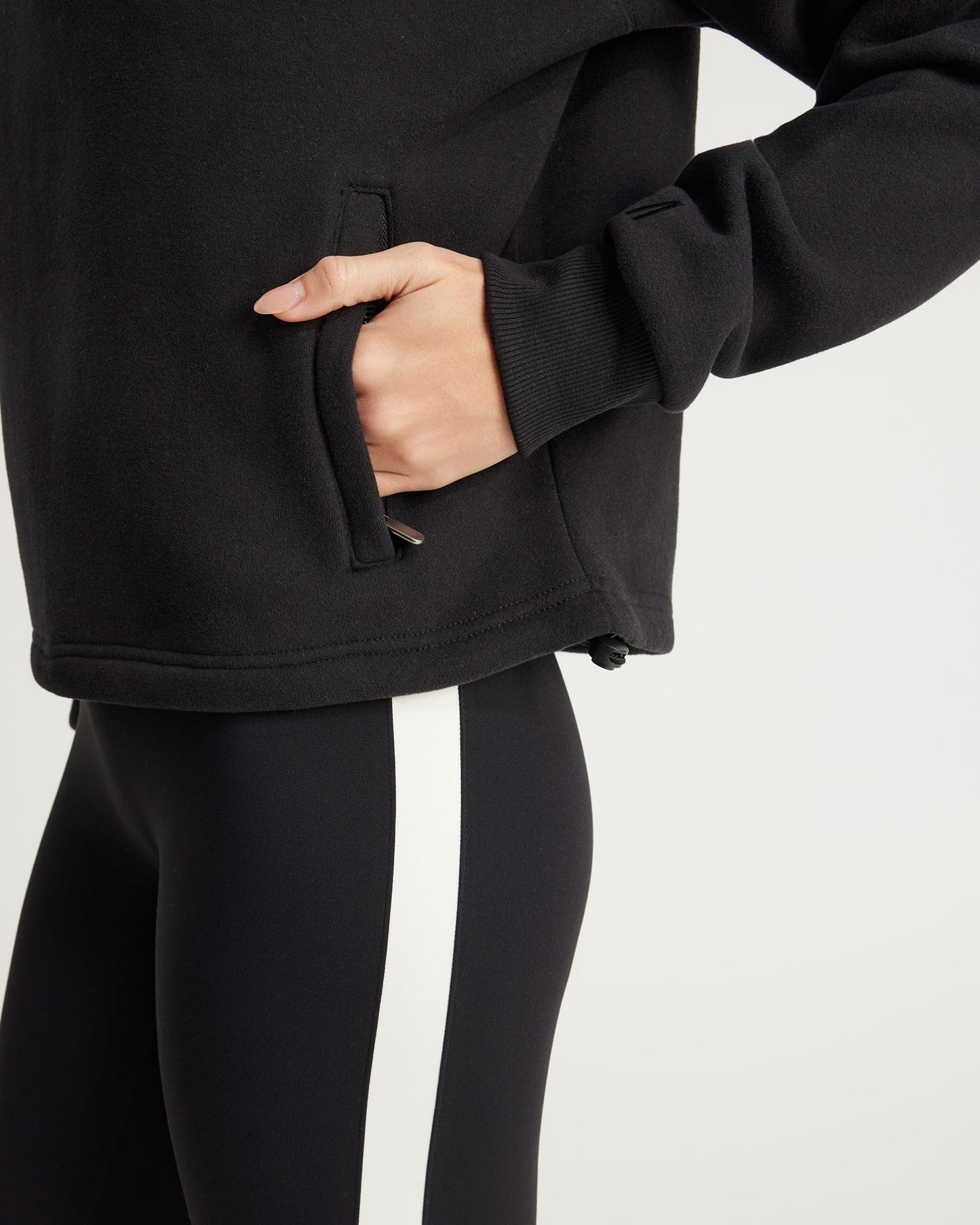 Plush Half Zip Funnel Neck | Black