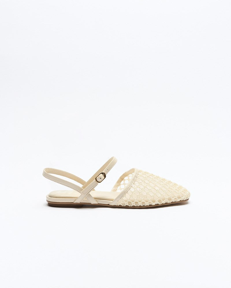 Anni Leather Flat | White