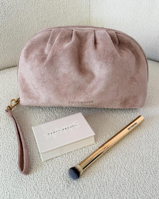 Sarski Suedette Makeup Bag | Pale Pink