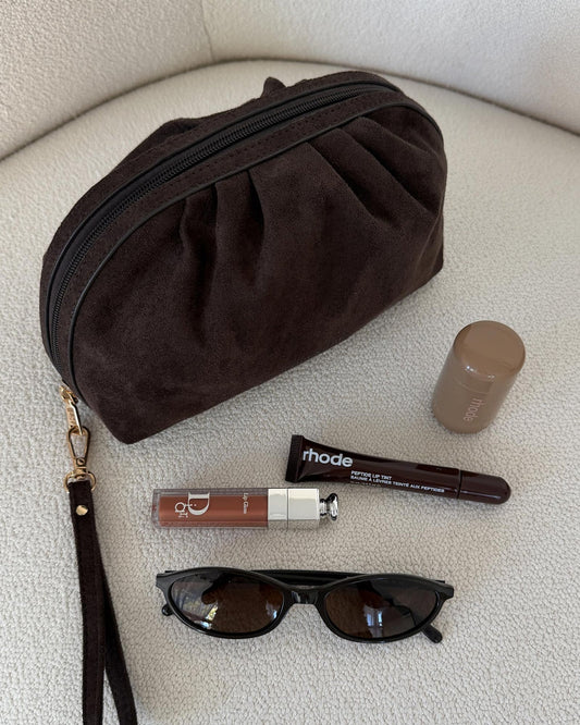 Sarski Suedette Makeup Bag | Chocolate