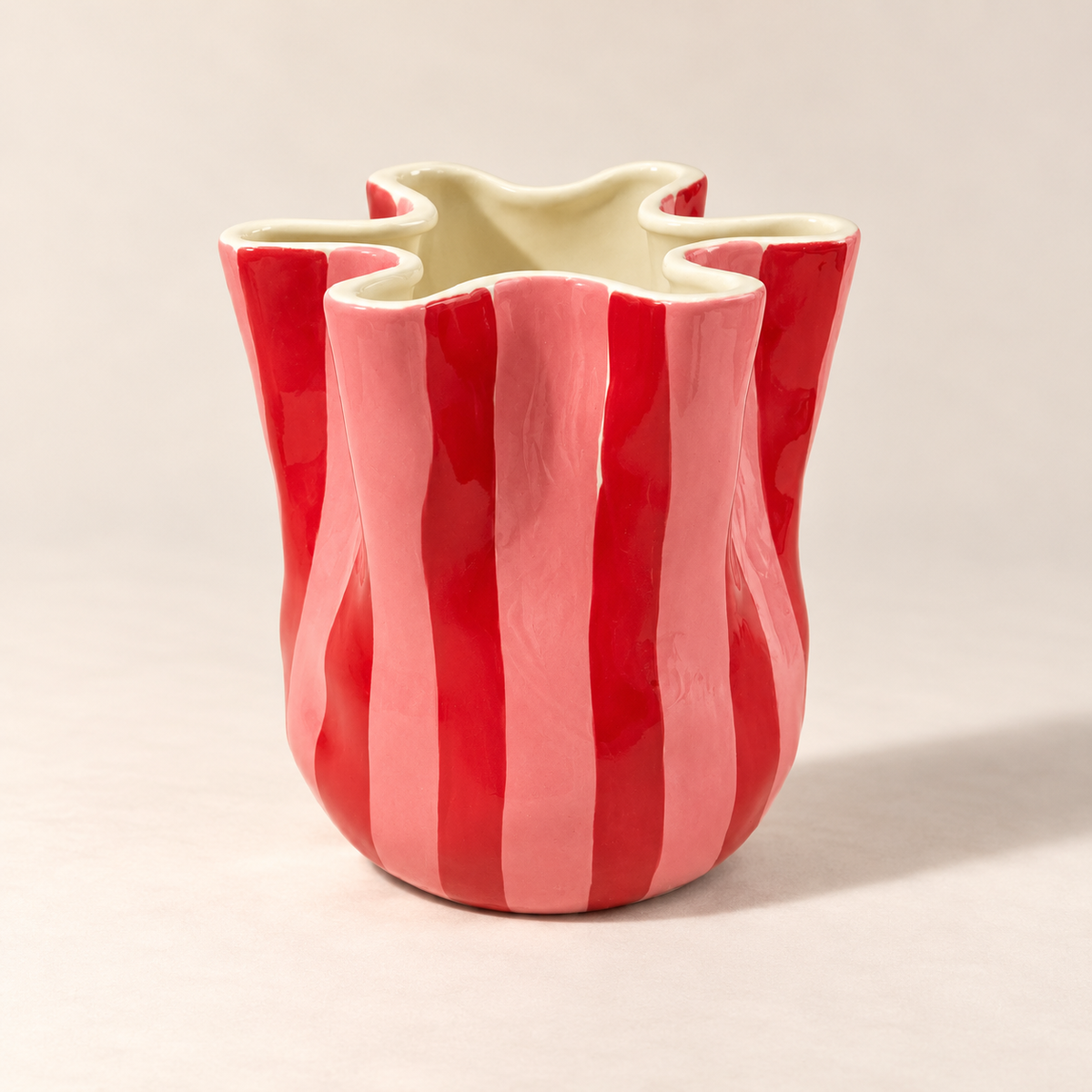 Fold Vase | Red/Pink Stripe