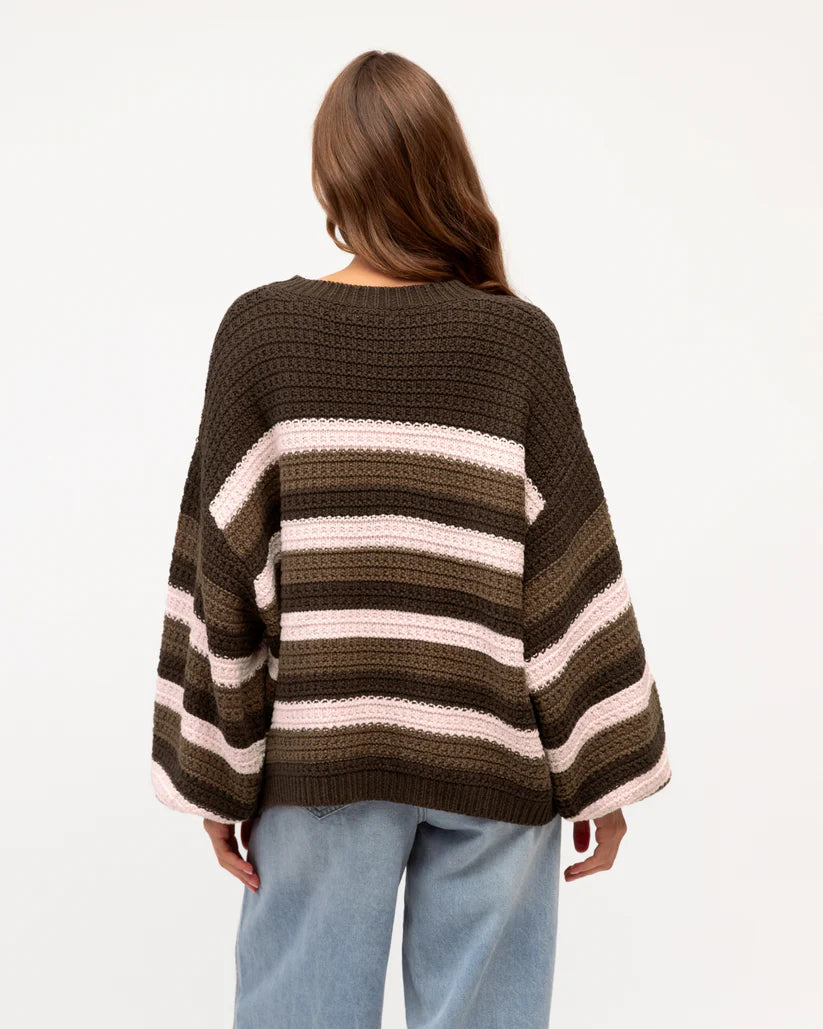 Maria Sweater | Choc/Pink Stripe