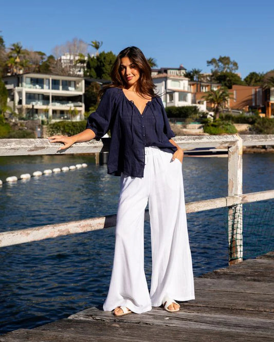 Cotton Wide Leg Pant | White