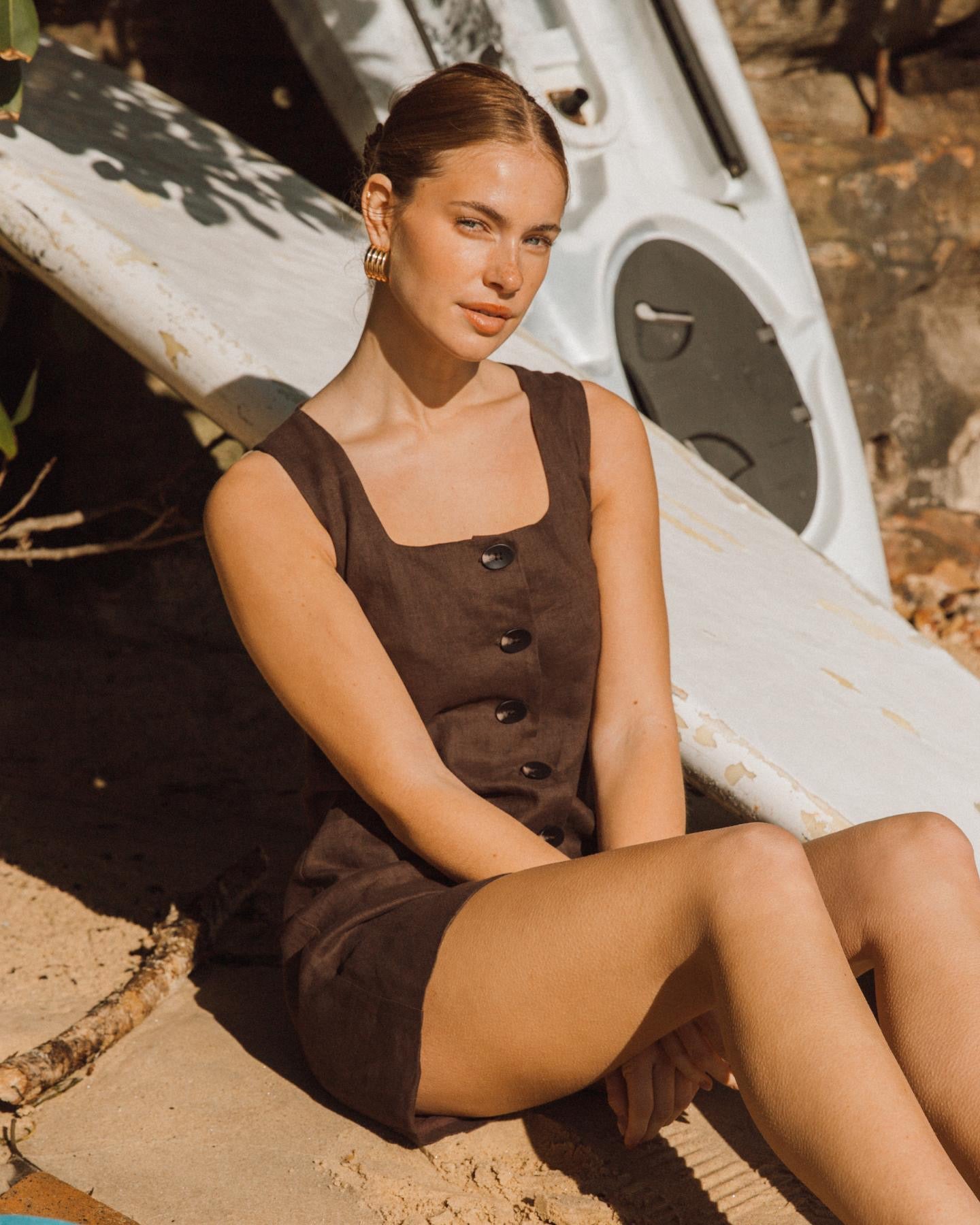 Mini Vest Brown Dress | Chocolate