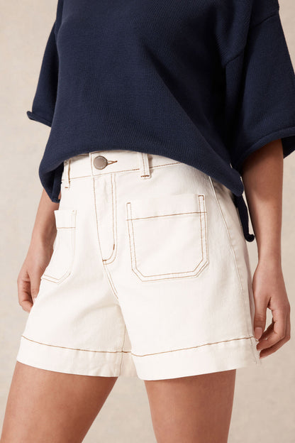 Denim Patch Pocket Short | Esther Egg Shell