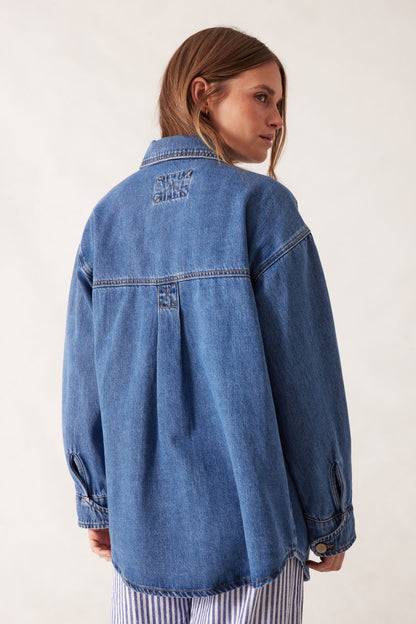 Bobbi Side Pocket Denim Shacket | Indigo