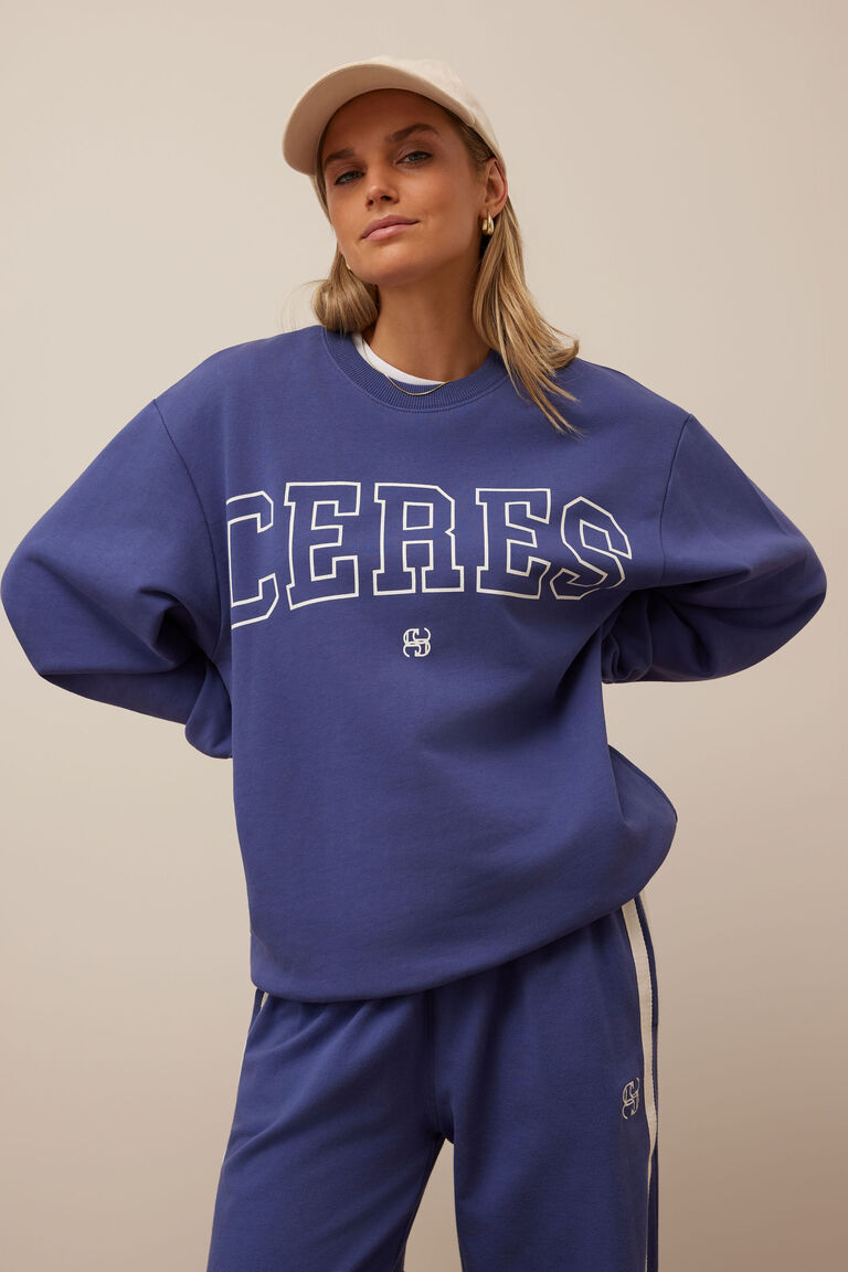Isla Oversized Slouchy Crew | Washed Navy