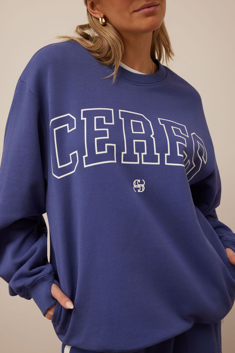 Isla Oversized Slouchy Crew | Washed Navy