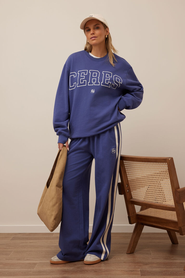 Isla Oversized Slouchy Crew | Washed Navy