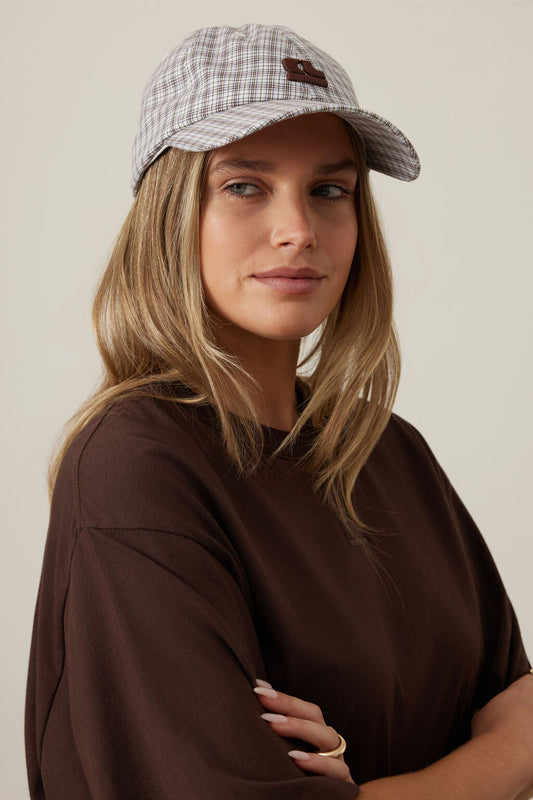 Pip Everyday Cap | Wine Choc Blue Check