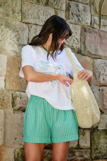 Mila Short | Zesty Green Triple Stripe