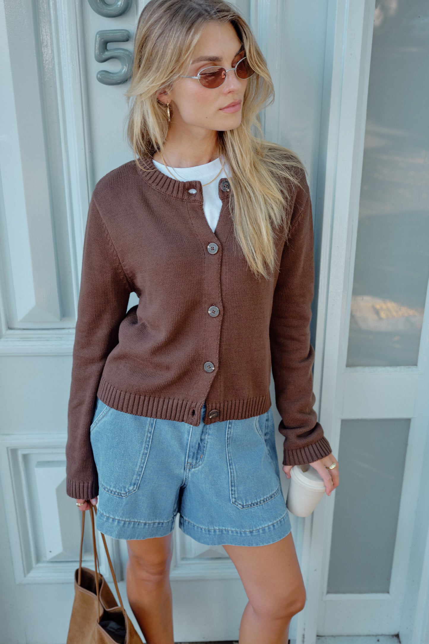 Nelly Long Sleeve Knit Cardi | Chocolate