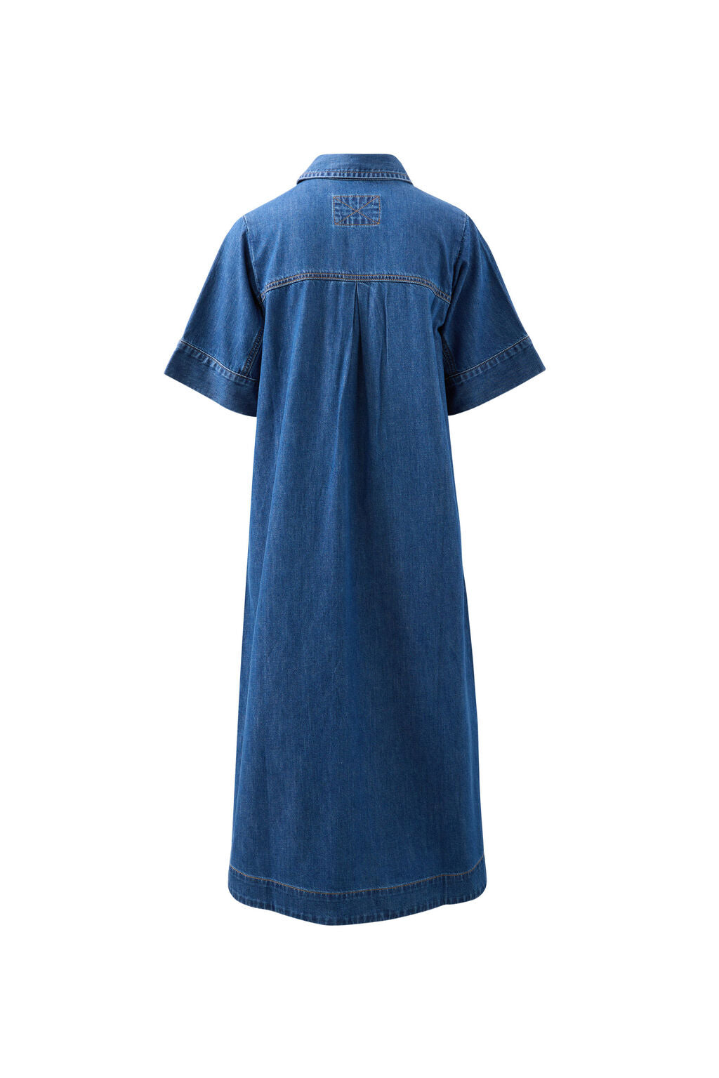 Ava Short Sleeve Yoke Detail Midi Dress | Fresh Indigo