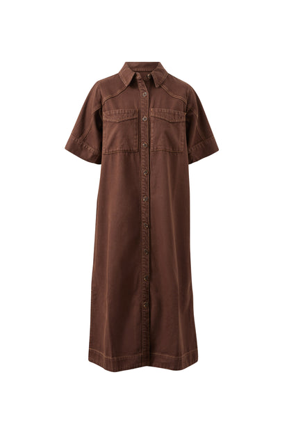 Ava Short Sleeve Midi Dress | Chocolate
