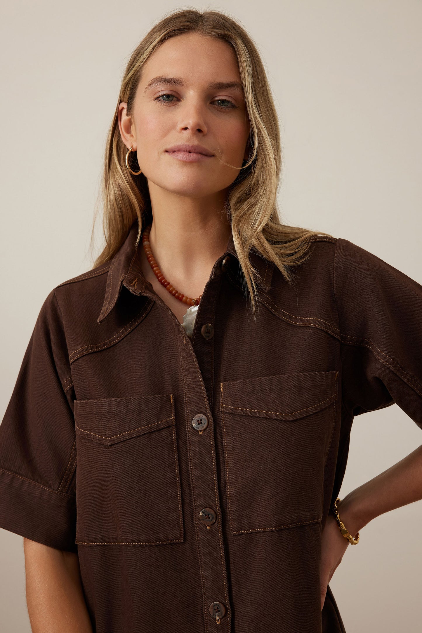 Ava Short Sleeve Midi Dress | Chocolate