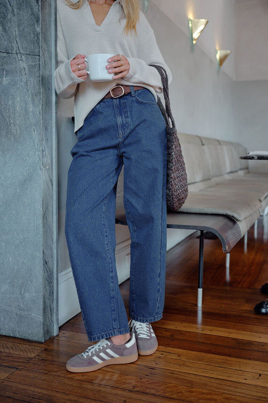 Leah Tapered Barrel Jean | Fresh Indigo