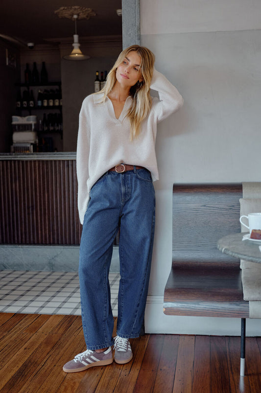 Leah Tapered Barrel Jean | Fresh Indigo