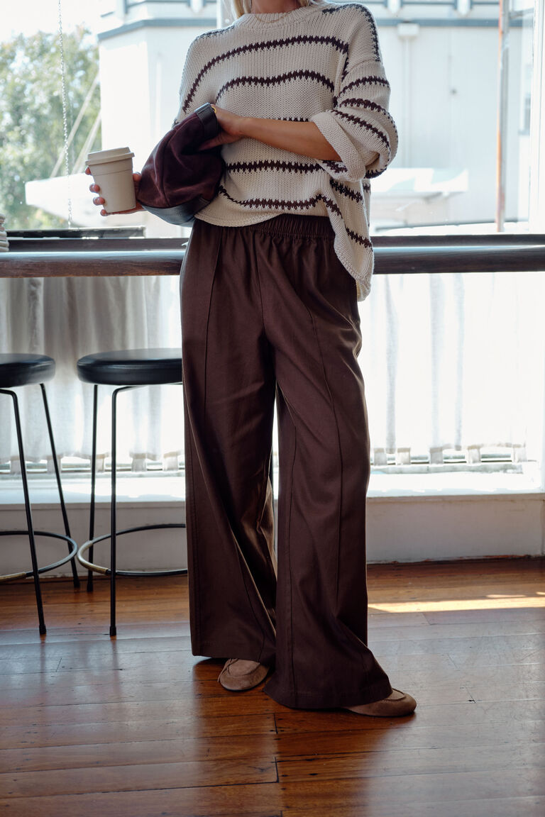 Izzie Pinstitch Pant | Chocolate