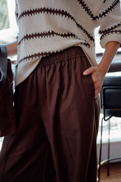 Izzie Pinstitch Pant | Chocolate