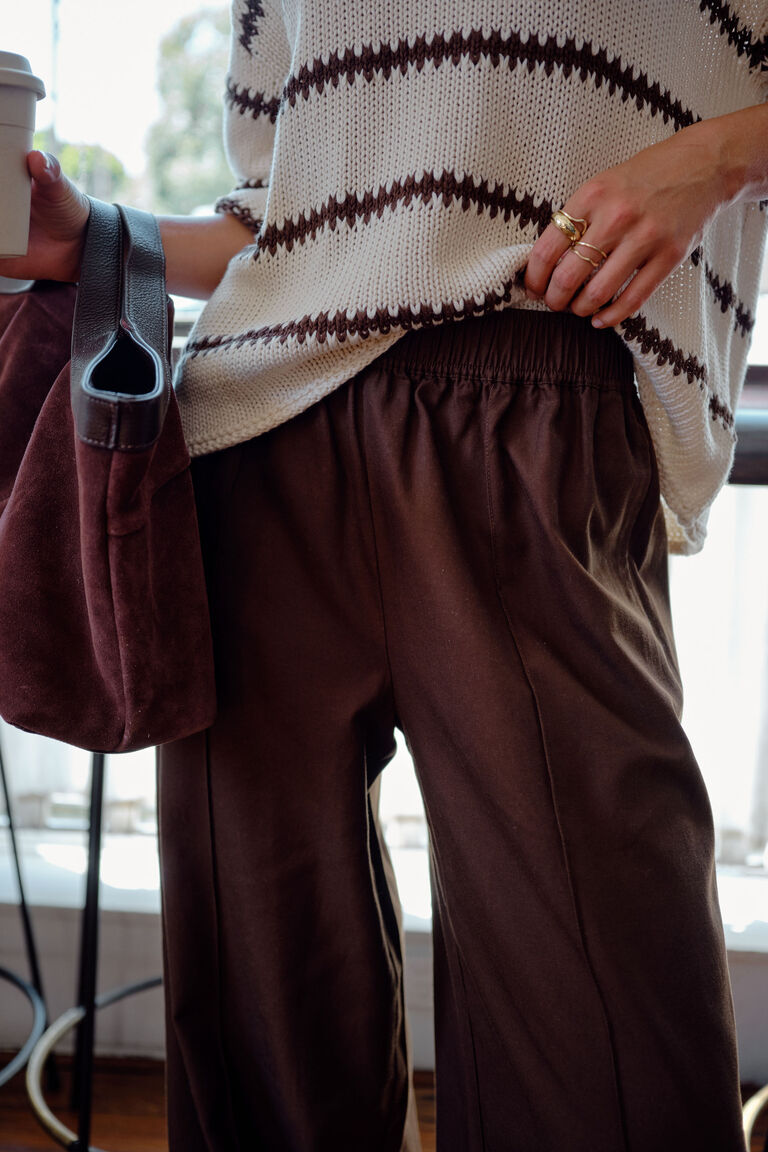 Izzie Pinstitch Pant | Chocolate