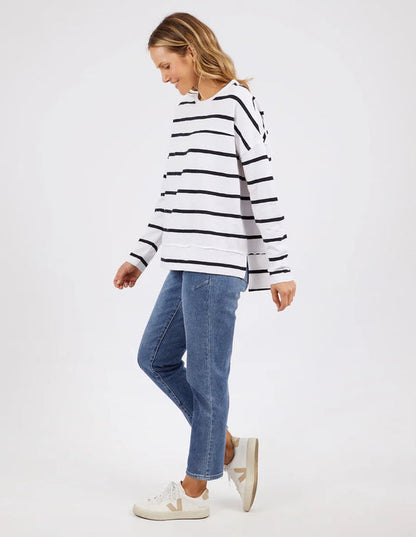 Jayne Throw On Stripe Top | White/Navy