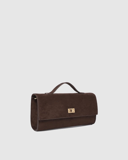 Delaney Suedette Clutch | Chocolate