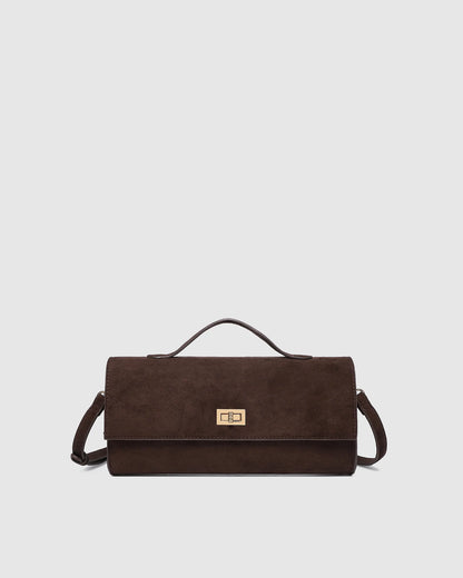 Delaney Suedette Clutch | Chocolate