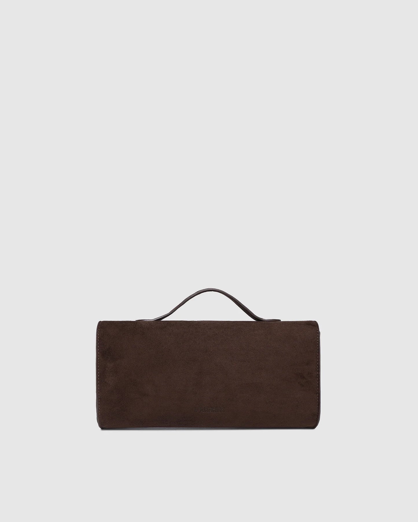 Delaney Suedette Clutch | Chocolate