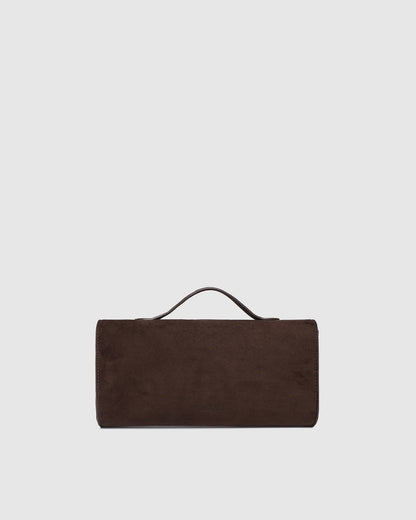 Delaney Suedette Clutch | Chocolate