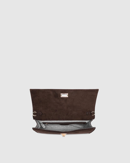 Delaney Suedette Clutch | Chocolate