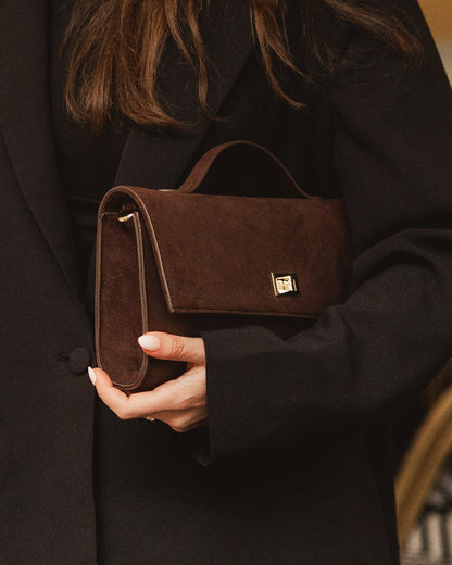 Delaney Suedette Clutch | Chocolate