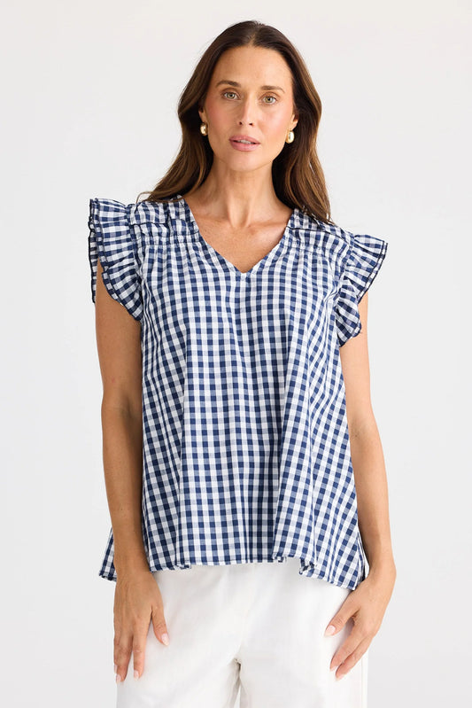 Paz Top | Navy Gingham