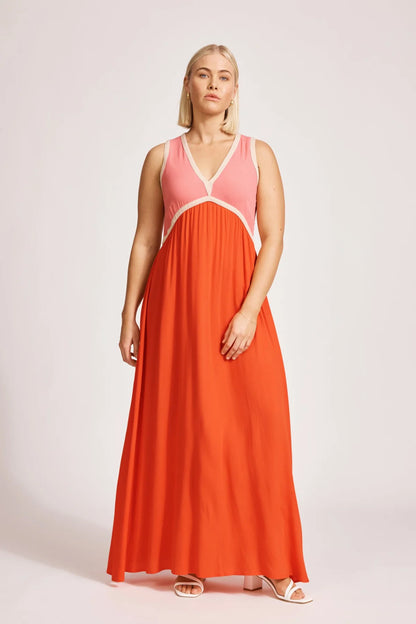 Alegria Spliced Maxi Dress | Cameo Coral