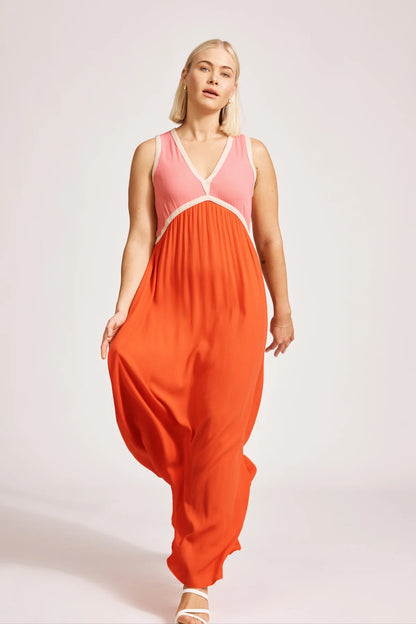 Alegria Spliced Maxi Dress | Cameo Coral