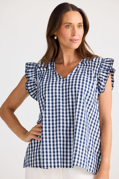 Paz Top | Navy Gingham