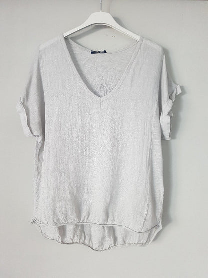 Plain Linen Tee With Band