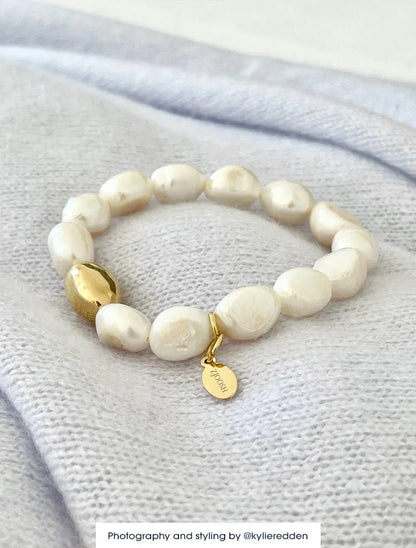 Lucienne White Pearl Gold Bracelet