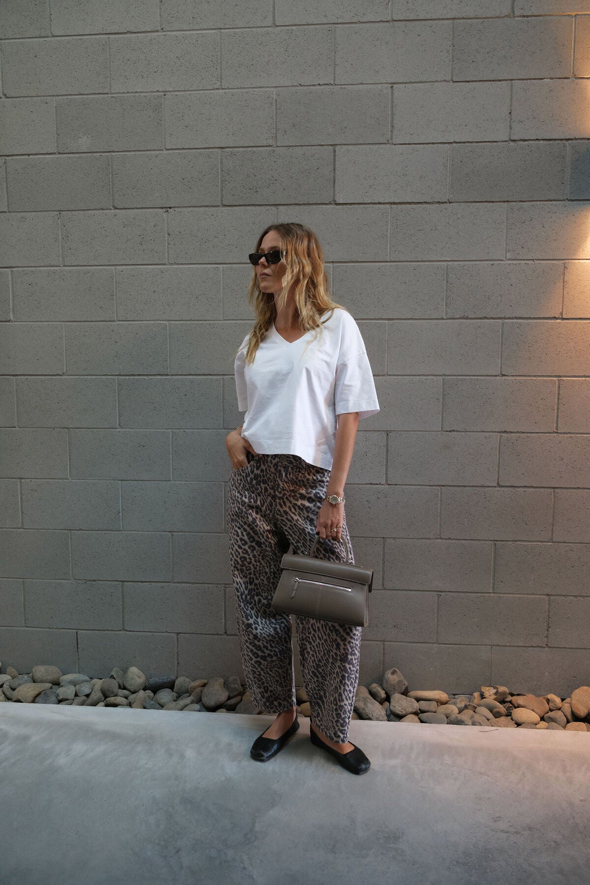 Boxy V Neck Tee | White