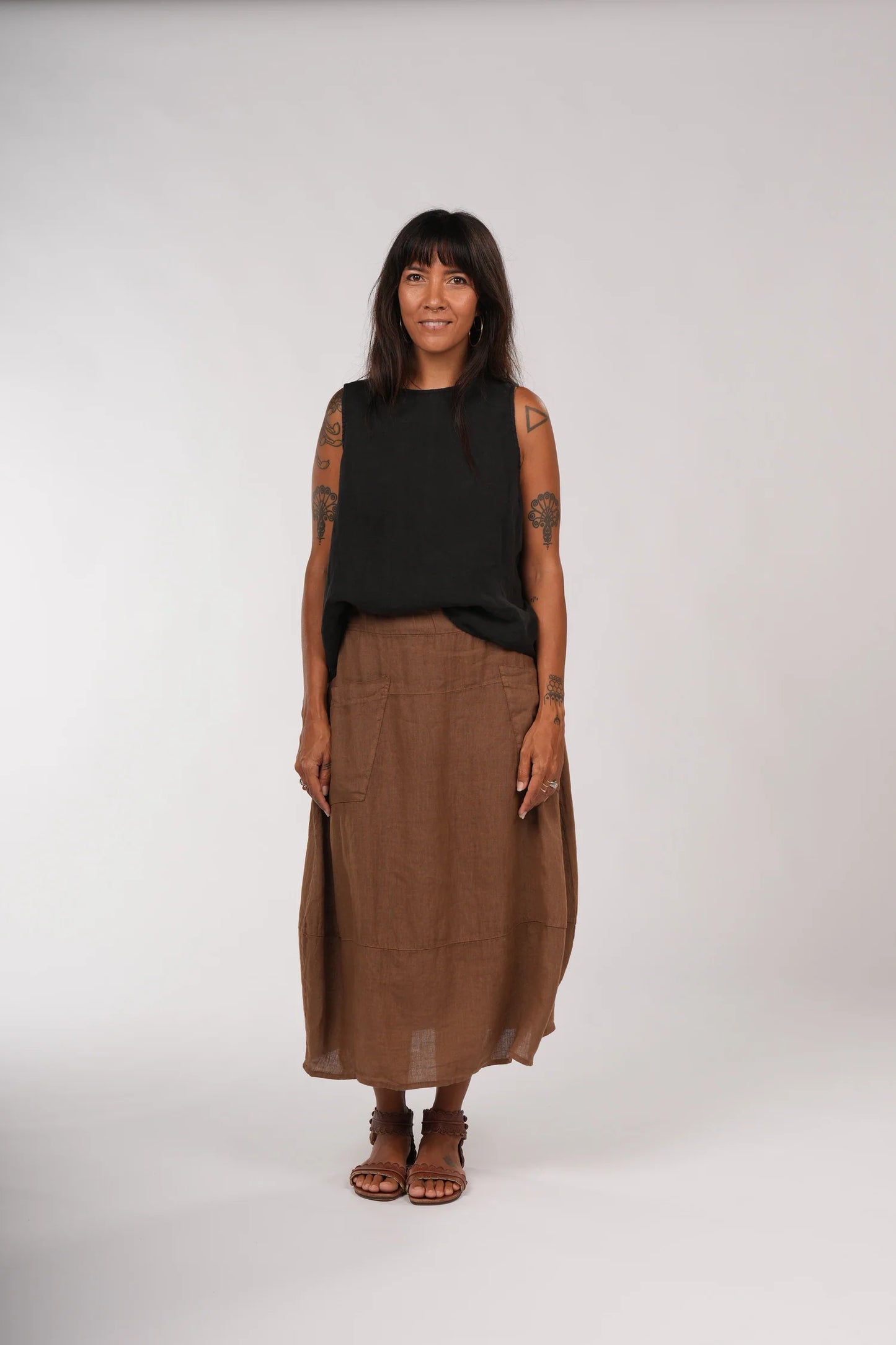 Tulip Linen Skirt | Tobacco