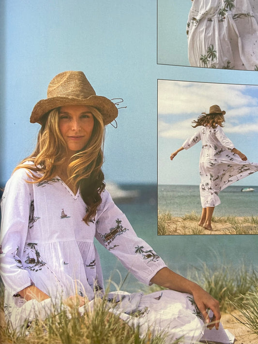 YAS Palms Maxi White Embroidered Multi