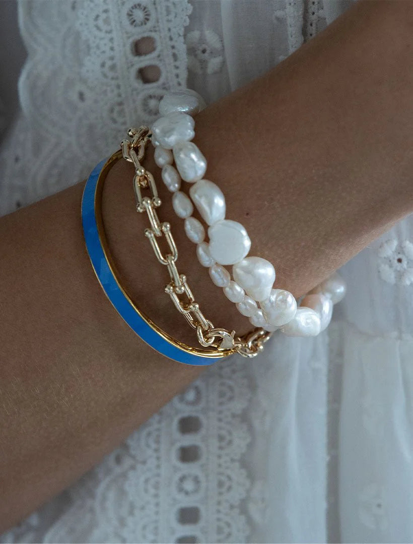 Lucienne White Pearl Gold Bracelet